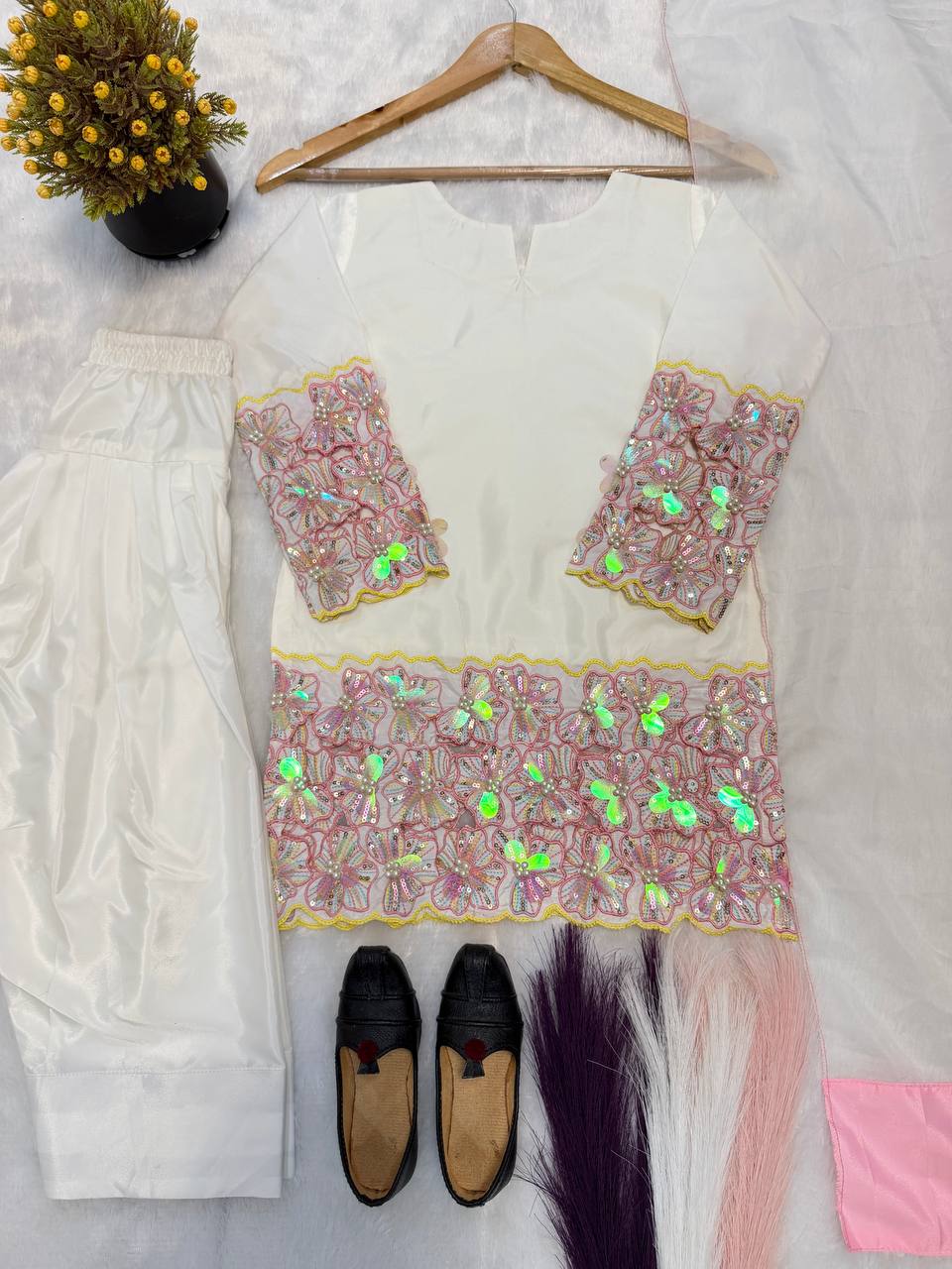 Miniature Pearl Silk Festive Kurta